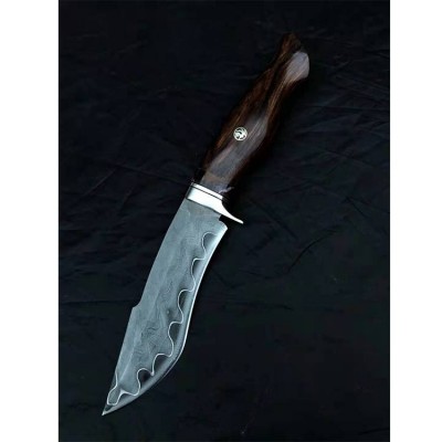 China 60 Hrc Damascus Steel Desert Ironwood Hunting Outdoor Camping Wholesale Utility Pocket Knife